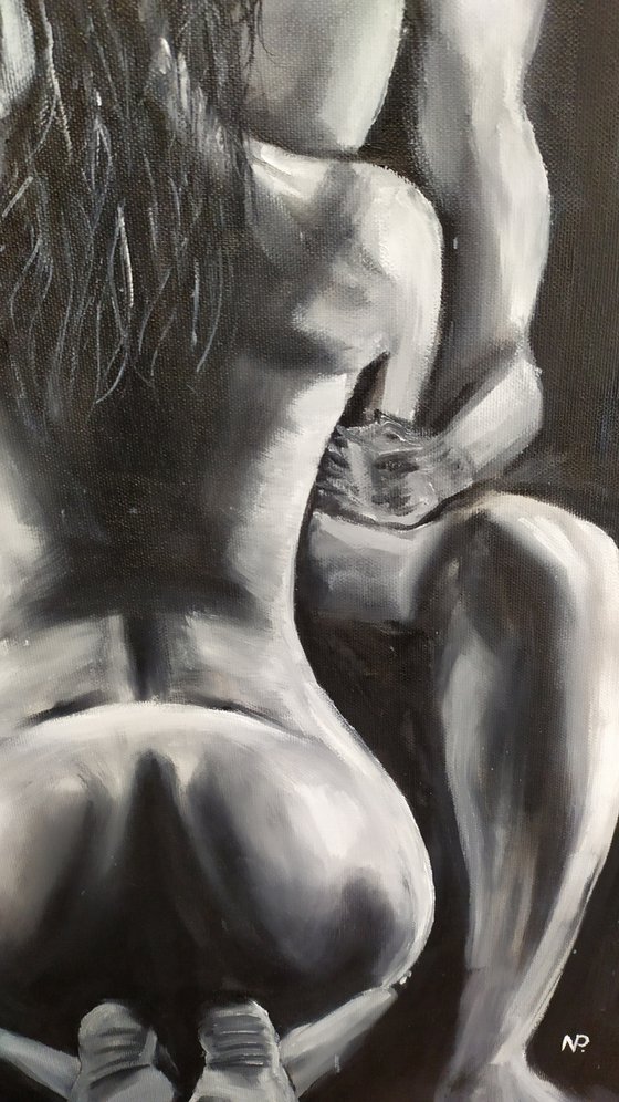 You are the reason I could fly, original erotic nude oil painting, Gift