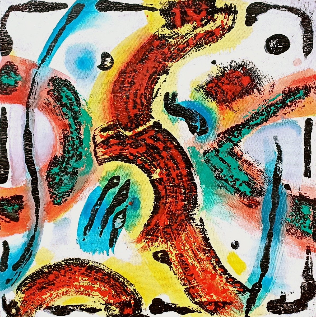 Abstract Acrylic Painting By Stanislav Bojankov, 16 X 16", Heart-Xxi, Original Artwork