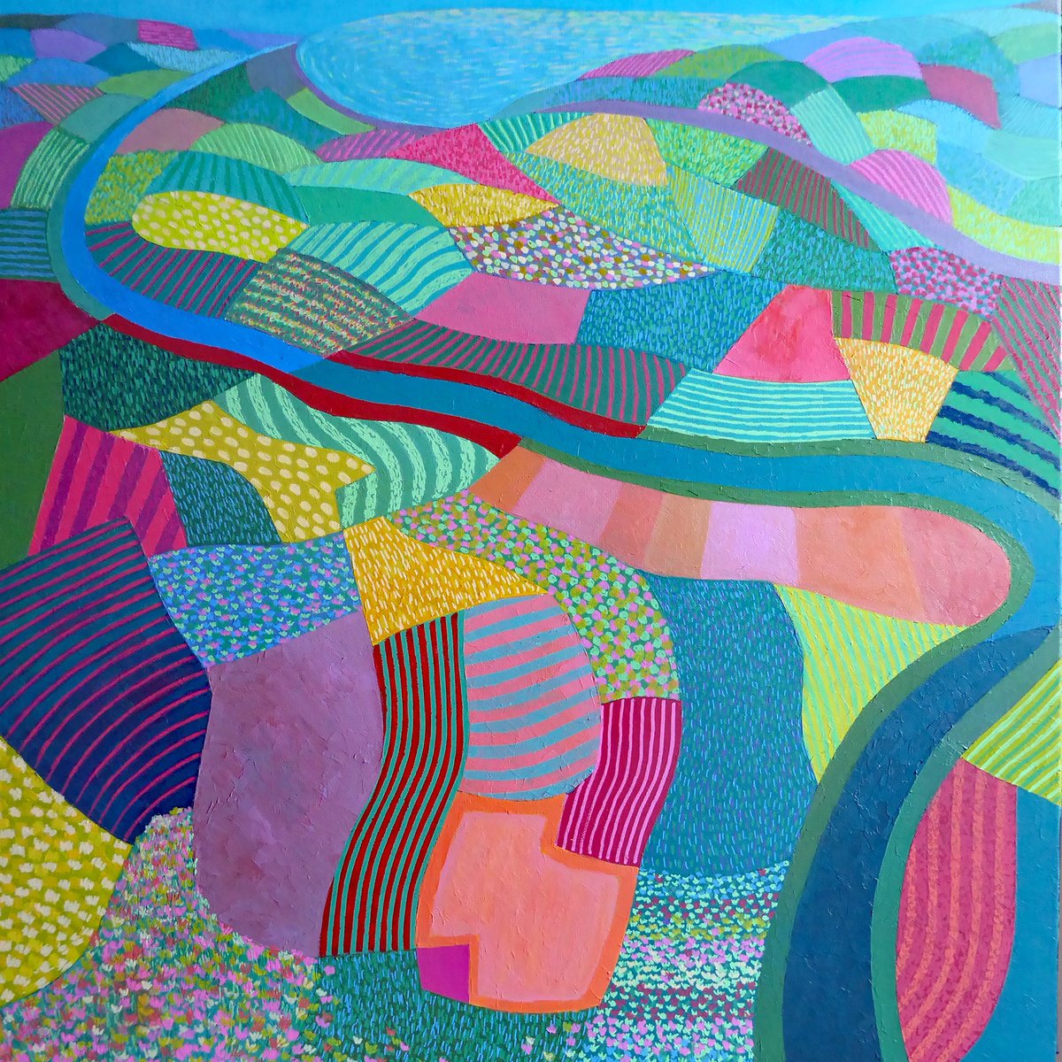  View Over Patchwork Fields By Stephen Conroy, 24 X 24, Artwork For Sale On Artfinder