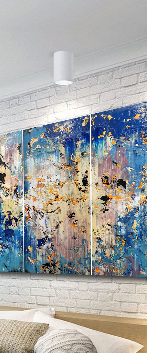 150x100cm. / Abstract triptych / Abstract 2171 by Alex Senchenko