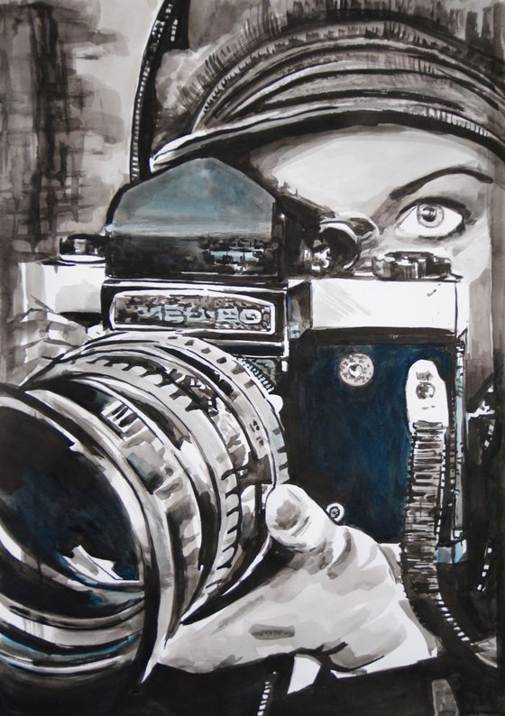 Girl with camera ID #5  / 70 x 50 cm