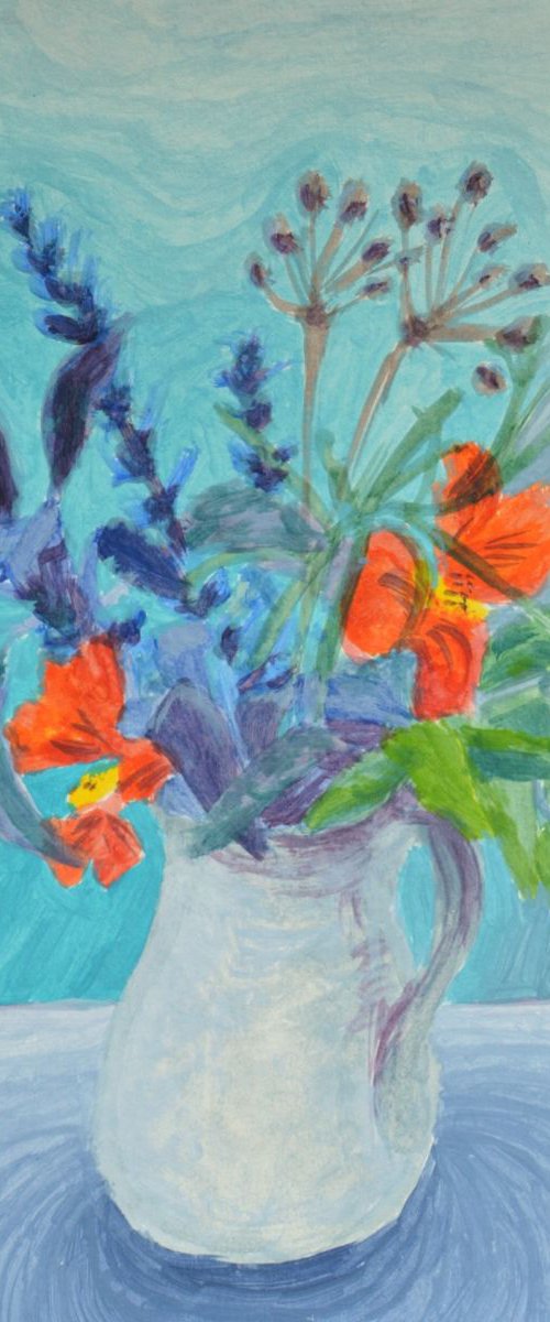 Still Life with Nasturtiums and Sage by Lisa Mann