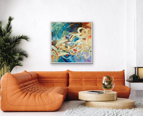 Jardin marin - Abstract painting - Ready to hang