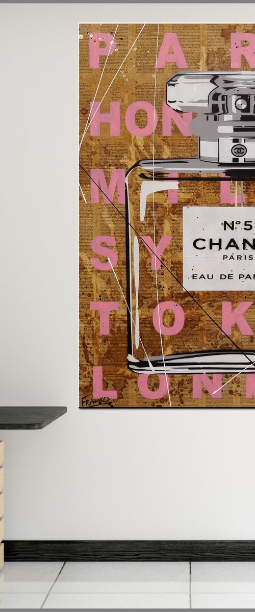 Chanel Pink 120cm x 100cm Chanel Book Page Urban Pop Art by Franko