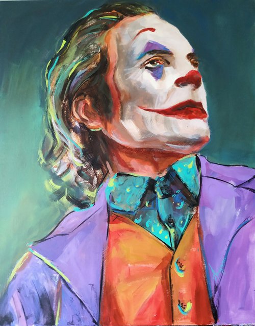 No Romance- Joker Painting on wood by Antigoni Tziora