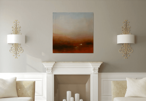 Sunrise-Sunrise 90x90 cm  - gold particles original oil painting landscape gift modern urban art office art decor home decor gift idea