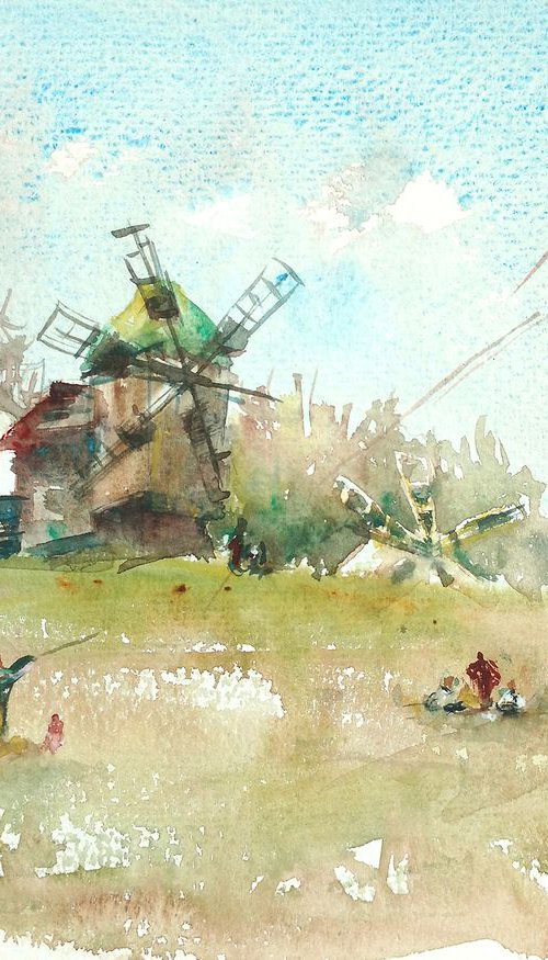 "A windmill in Pyrogovo" by Merite Watercolour