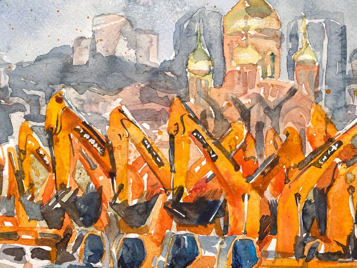 Orange cranes by Elena Yuzefovich