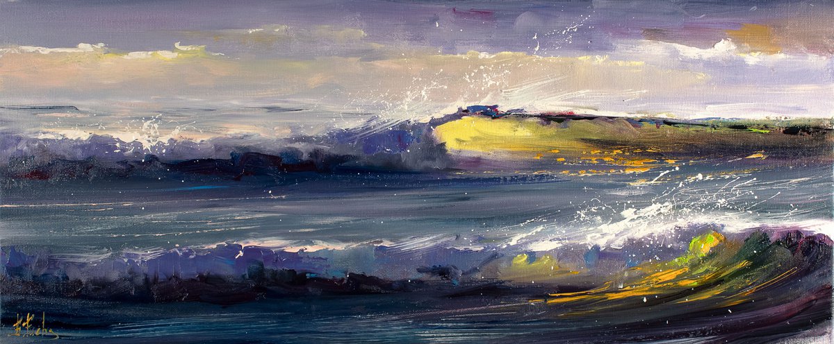 Waves crashing Beach painting by Bozhena Fuchs