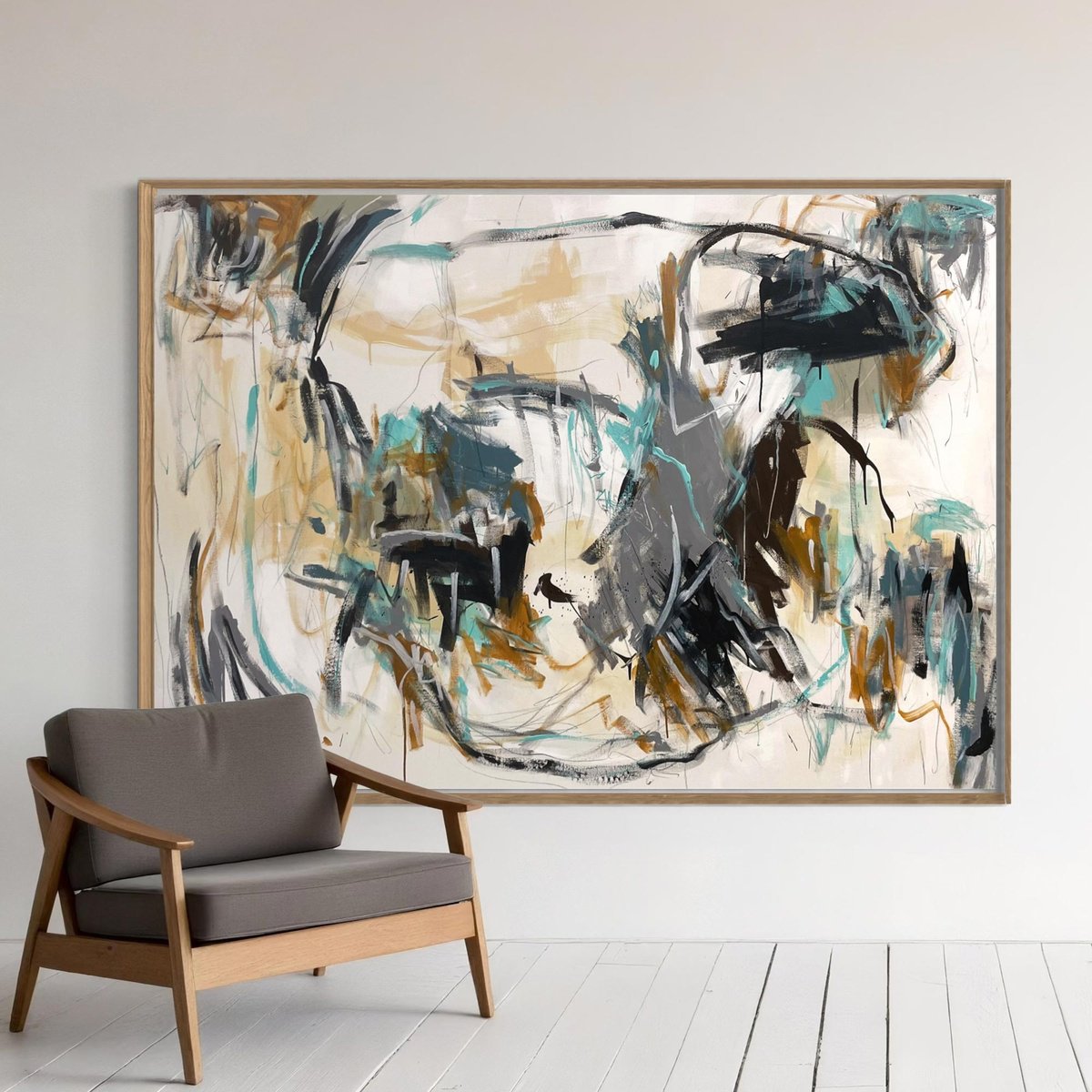 Expressive Abstract Acrylic Painting By Cheryl Harrison, 67 X 47, Nature Hit, Original Artwork