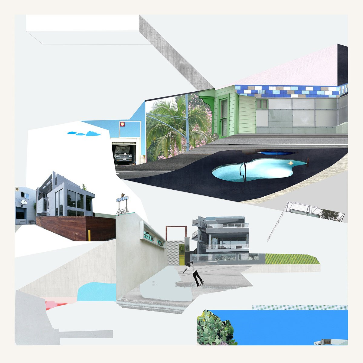 Abstract Cityscapes Screenprint By Bonnie And Clyde, 32 X 32, A Quiet Neighbourhood, Original Artwork