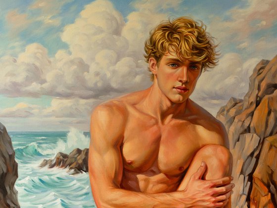 ROMANTIC MOOD (NUDE MAN ON THE BEACH)