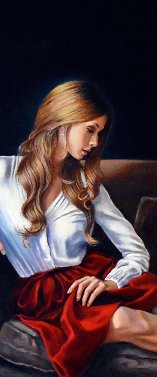 Portrait of an young woman with a pearl earring by Serghei Ghetiu