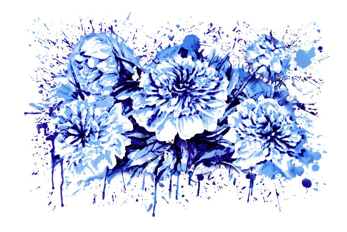 Flowers Splash Blue by Julia Gogol