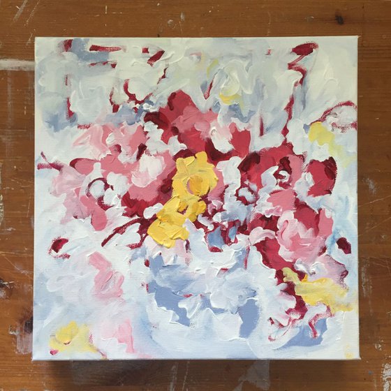 Abstract Painting - Floral Abstraction 5.26 - Acrylic on Canvas - 12" x 12"