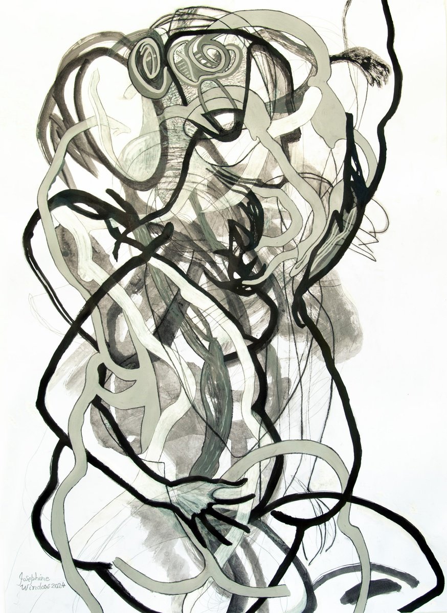 Organic Abstract Painting By Josephine Window, 23 X 33", Microcosm 2, Original Artwork