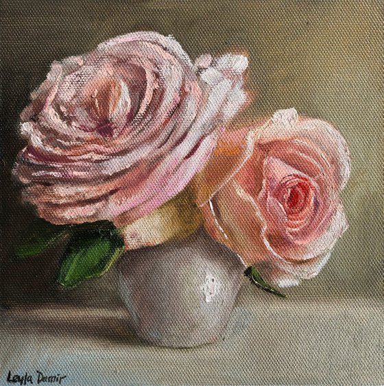 Pink roses still life