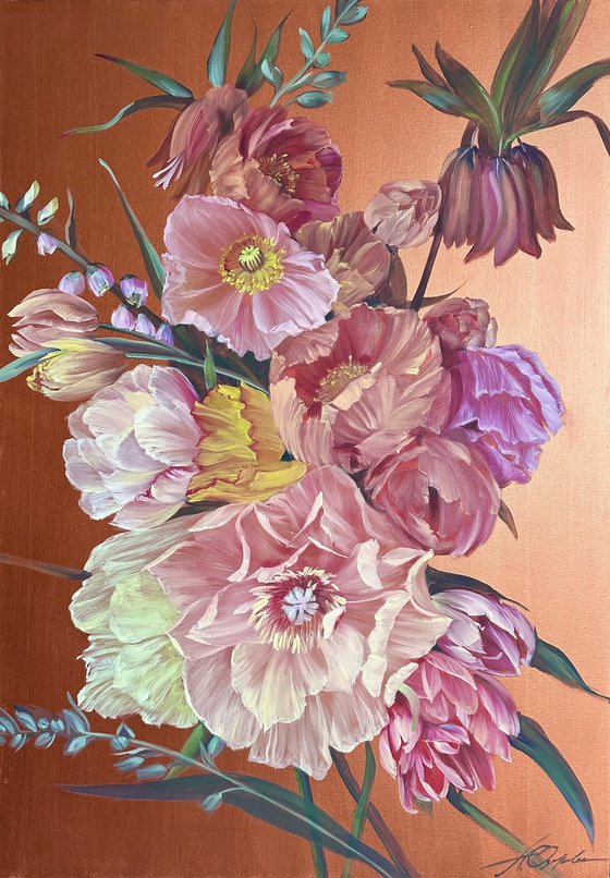 On a copper background