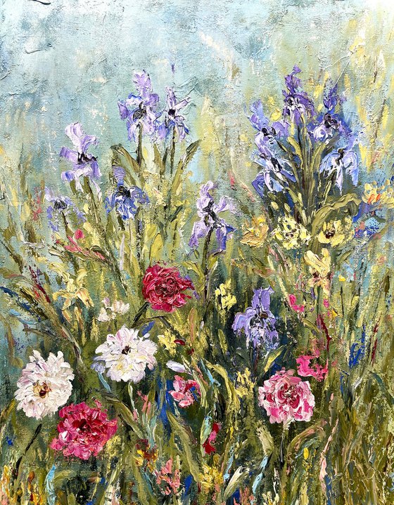 Among Irises and Zinnias
