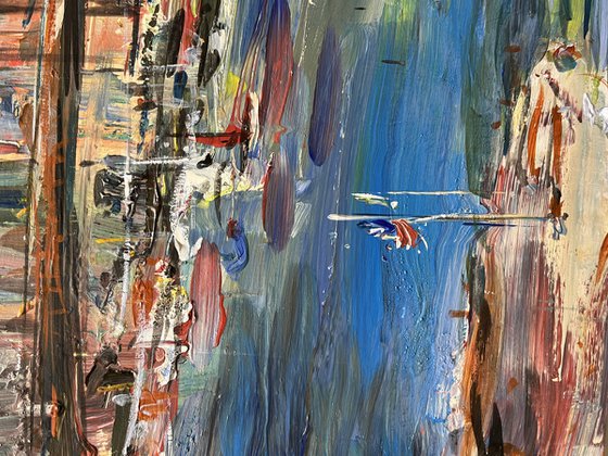 Brooklyn bridge, abstract impressionist painting 70x135cm