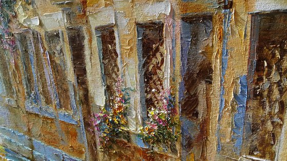 Gondolier - original oil painting, 99x51cm