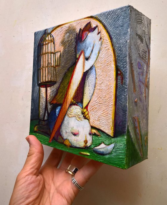 - THE OPEN CAGE - ( 19 x 19 x 6 cm )