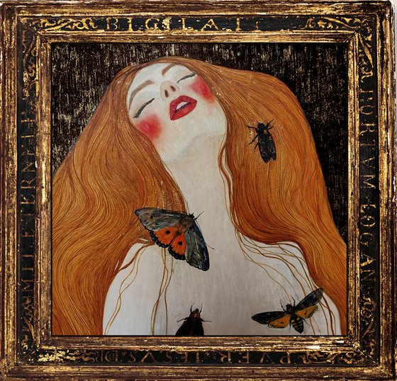 Redhead girl and butterflies / Painting by Anastasia Balabina