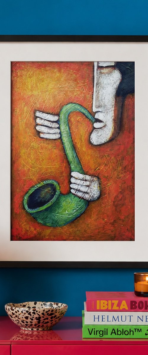 Sax Musiek V (30cm x 42cm x 0.1cm) by Zhana Viel