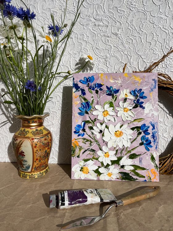 Daisy Cornflowers Painting