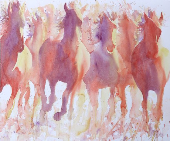 Horse painting large - "Race into the Wild"