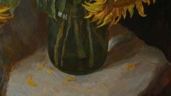 Sunflowers - sunflower still life painting