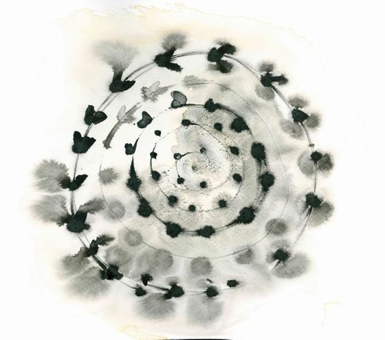 Abstract Mandala Painting B&W