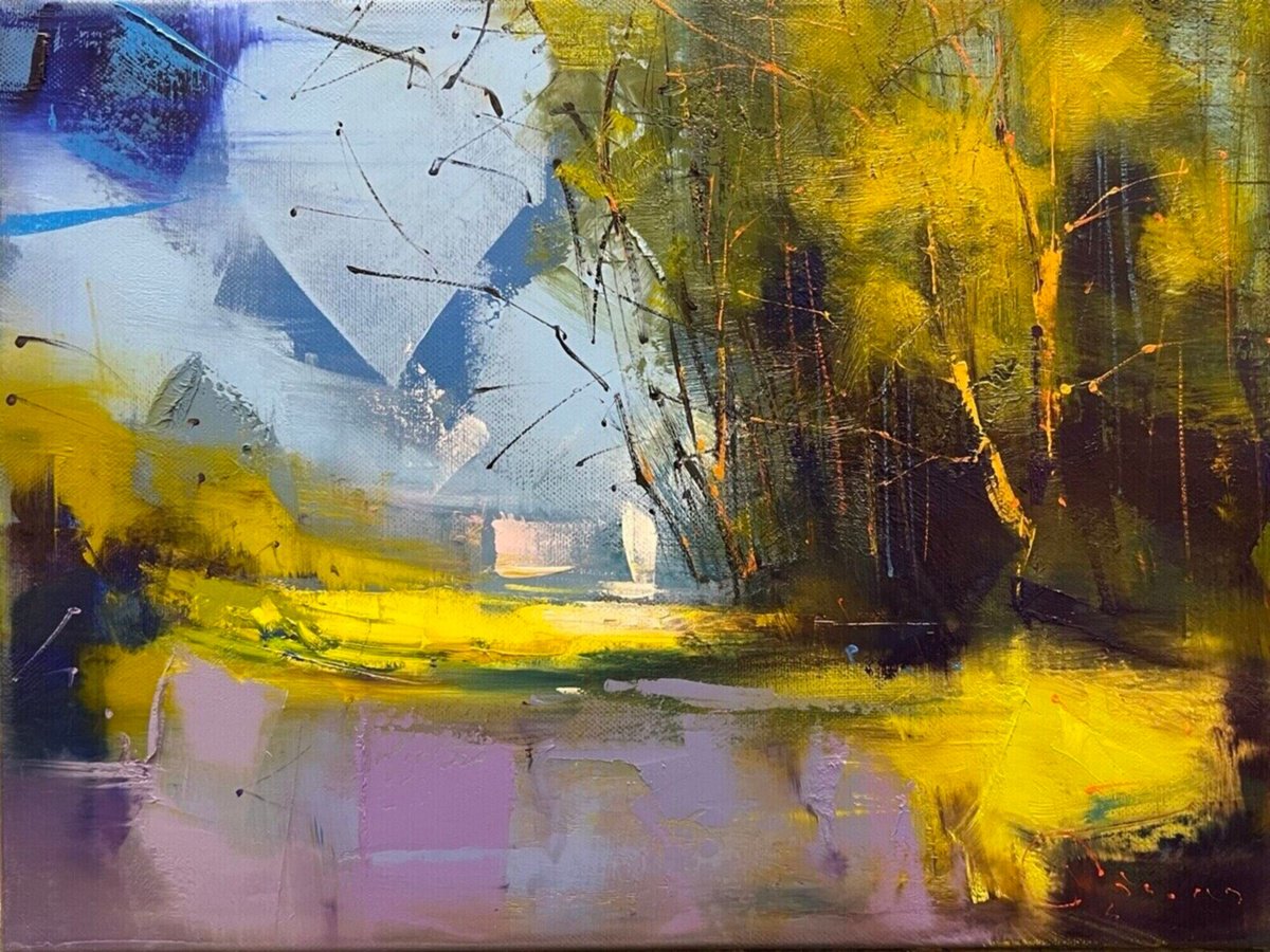 Landscape Oil Painting By Arman Allakhverdian, 15 X 11, - At The Edge Of The Forest - ?, Original Artwork