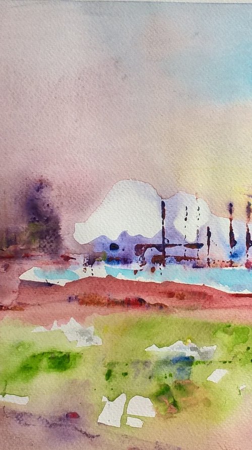 Landscape outside city by Beta Sudnikowicz