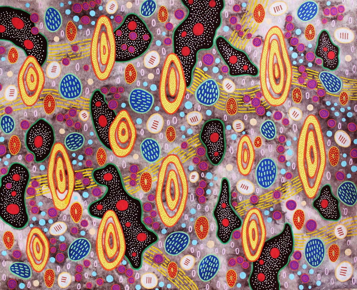 Organic Abstract Painting By Veronika Demenko, 15 X 13", Organic Geometry N.6, Original Artwork