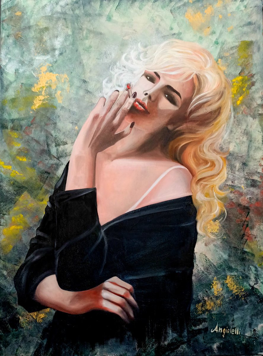 Photorealistic Portrait Painting By Anna Rita Angiolelli, 24 X 31, Portrait, Original Artwork