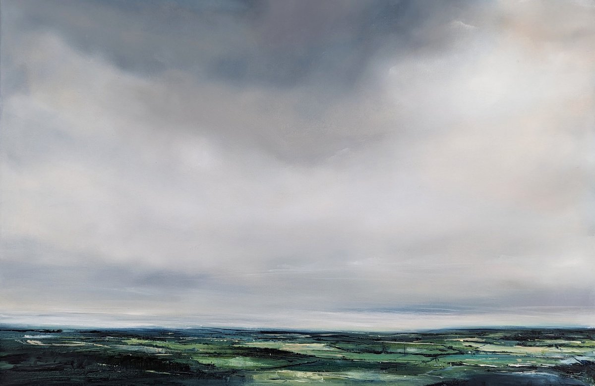 Expressive Landscape Oil Painting By Jo Earl, 36 X 24, Ashridge Estate View, Chiltern Hills, Original Artwork