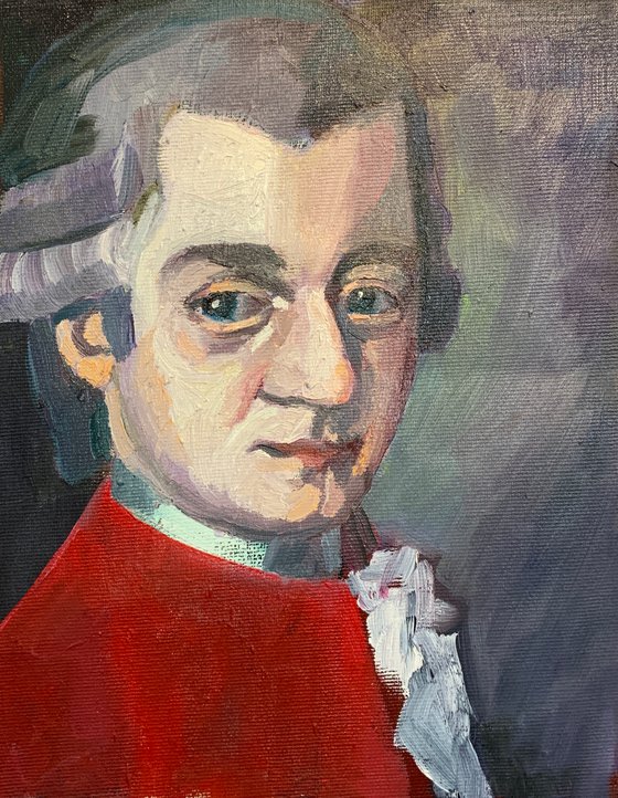 Mozart study in oil