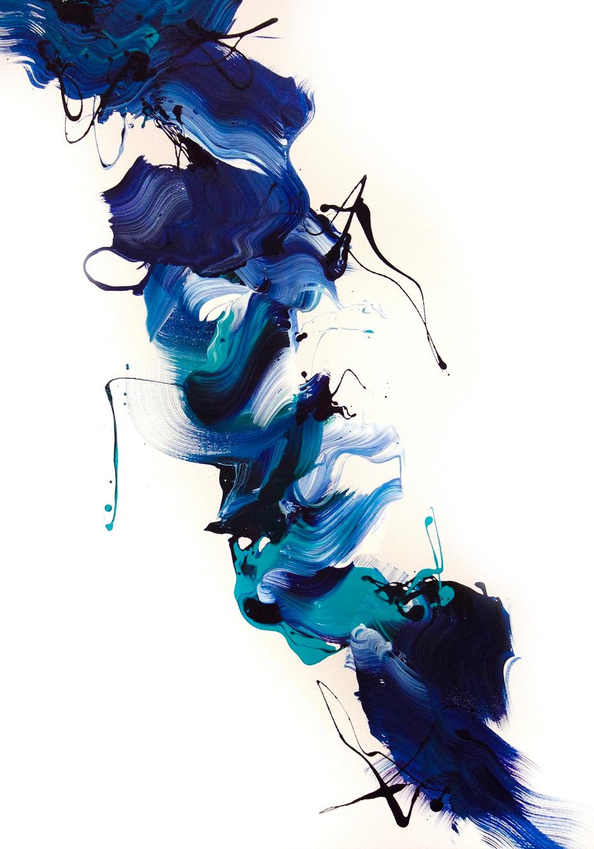 Expressive Abstract Acrylic Painting By Paresh Nrshinga Frsa, 28 X 40", Cascade Memory, Original Artwork