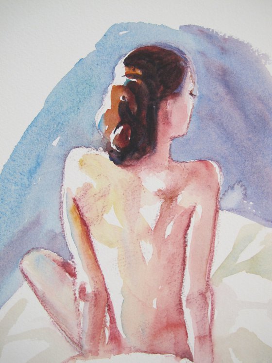 seated female nude back study