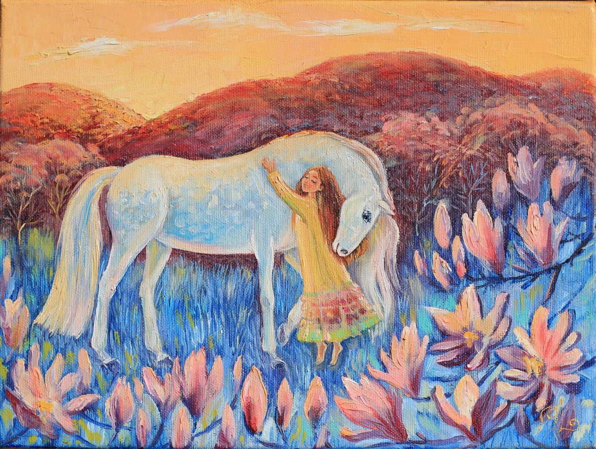 Impressionistic Botanical Oil Painting By Elina Vetrova, 16 X 12, Dream Friend, Original Artwork