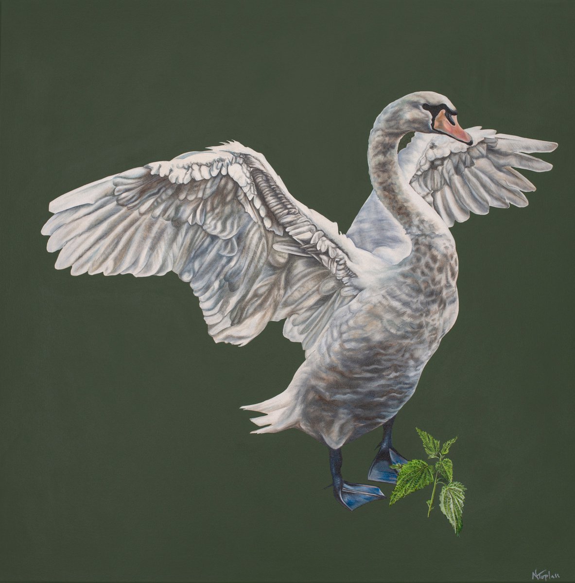 Illustrative Animal Oil Painting By Natalie Toplass, 42 X 42", Elise