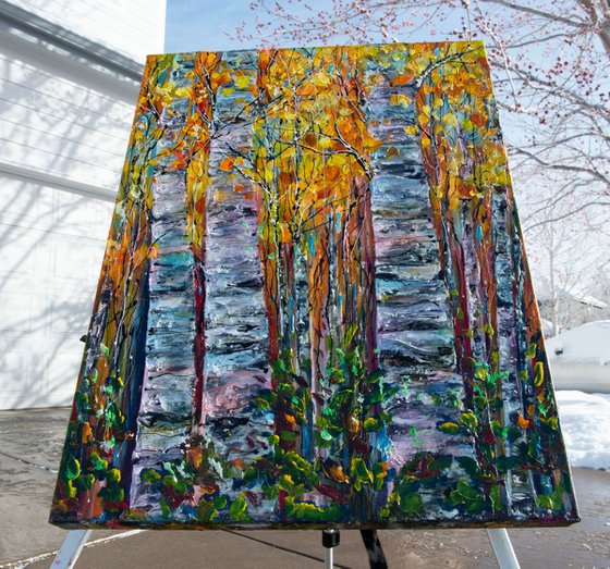 Birch Trees Impasto