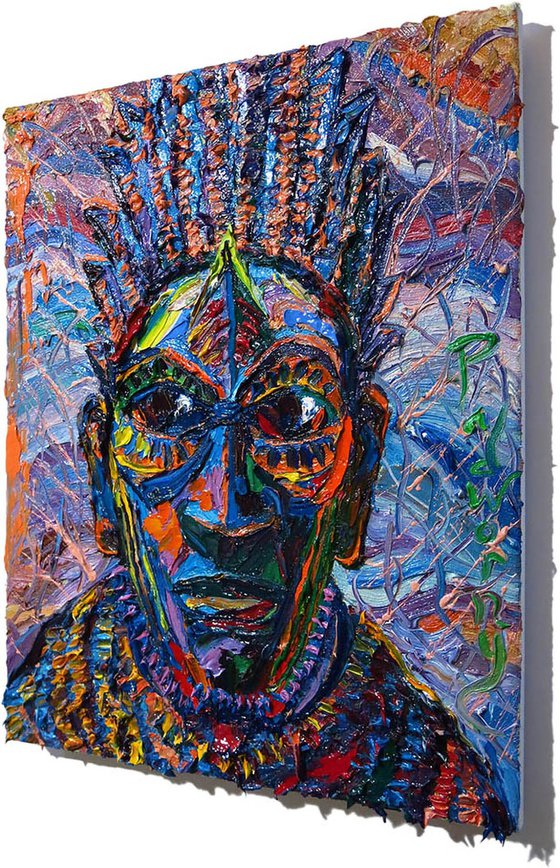 Original Oil Painting African Mask