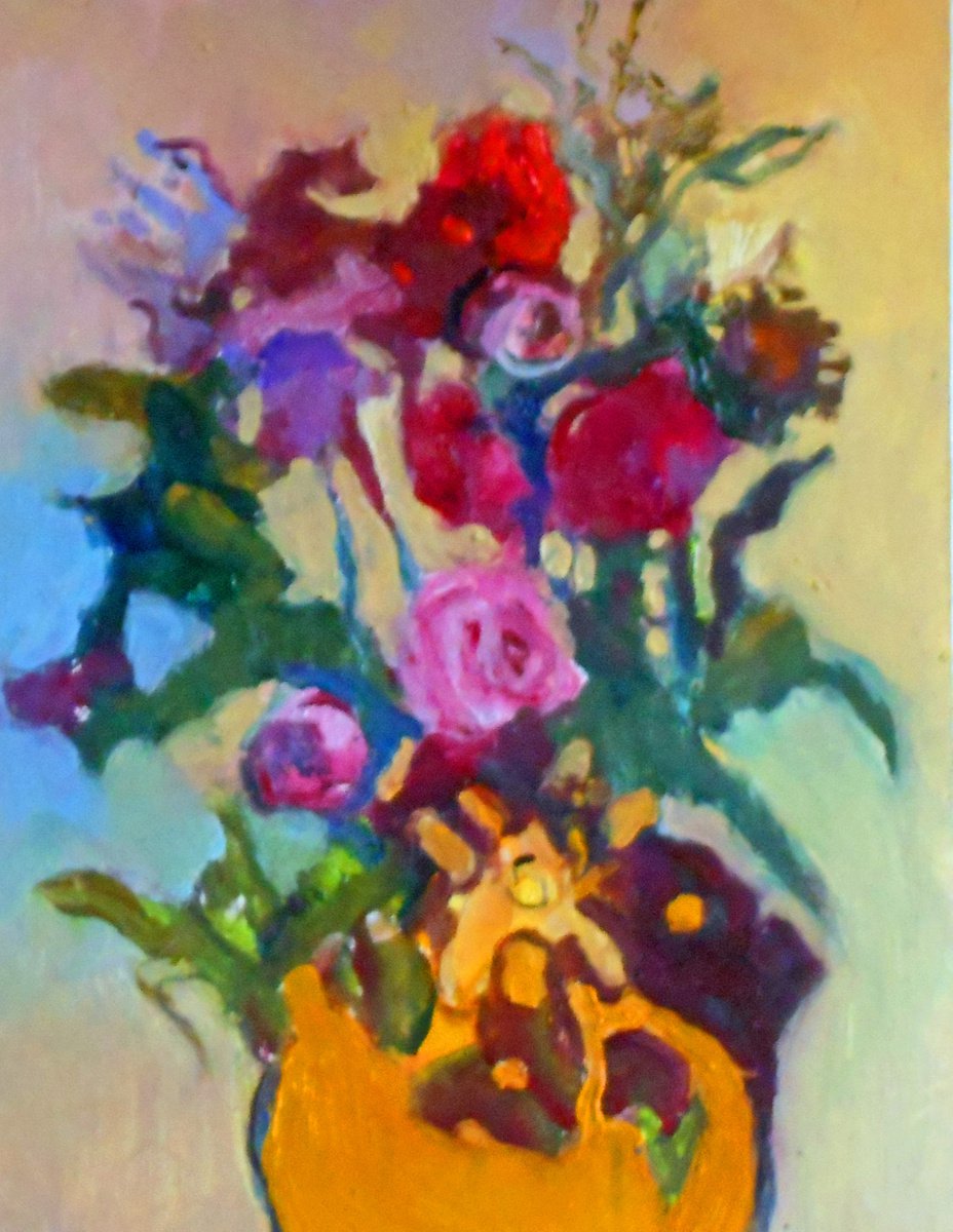 Flowers in Yellow Vase by Ann Cameron McDonald