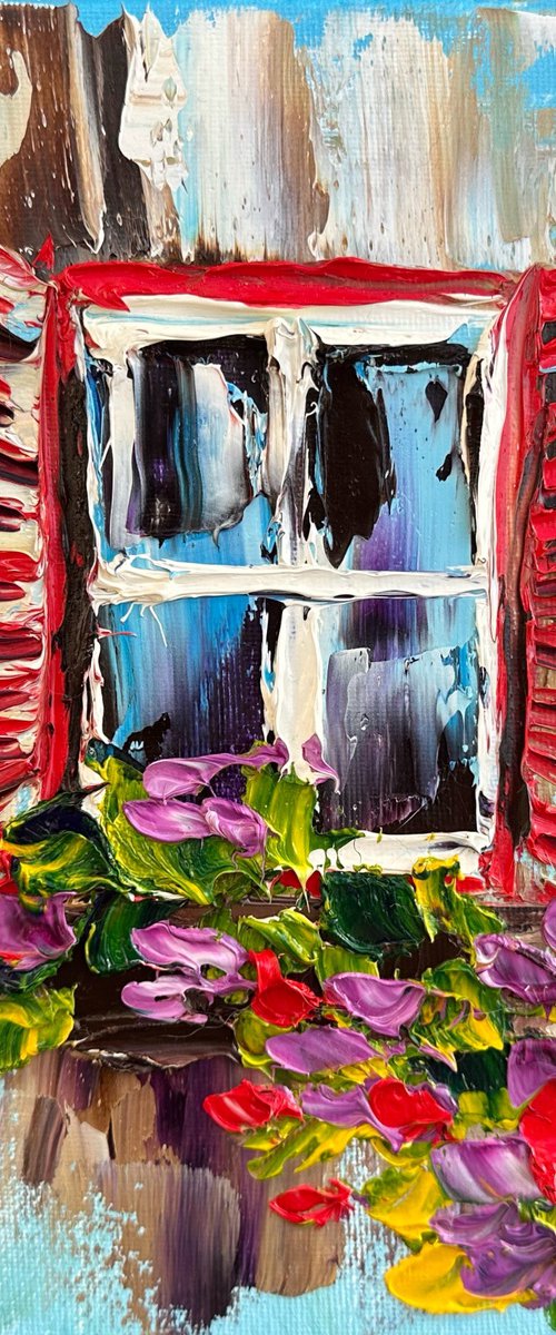 Old Window with Flowers by Oksana Fedorova
