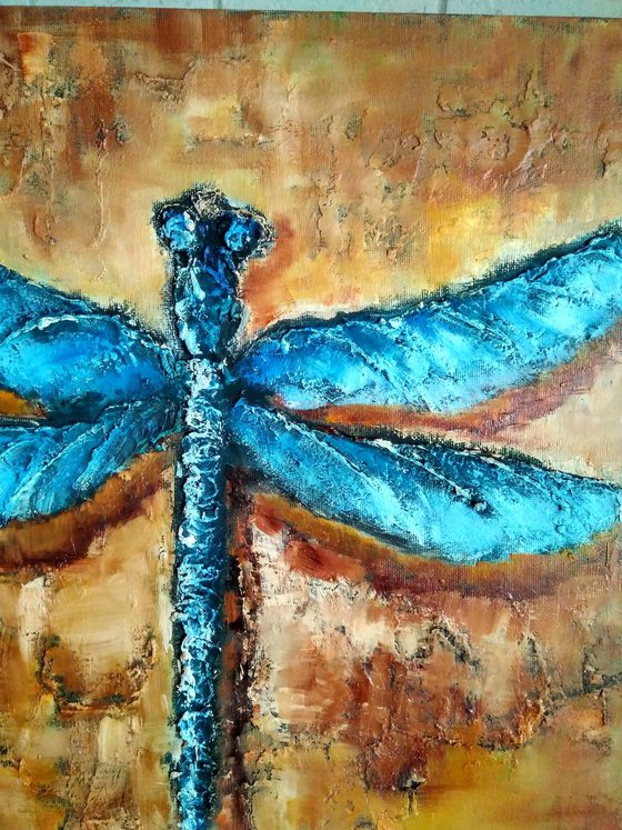 Blue dragonfly, 40x40 cm.
