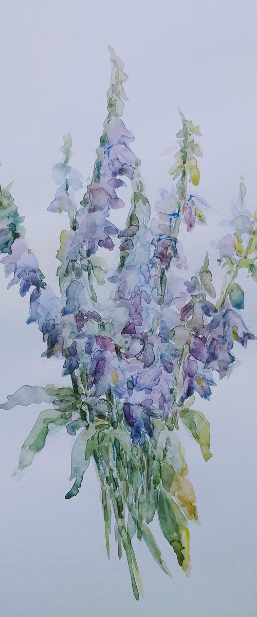 Bellflowers. Original watercolour painting. by Elena Klyan