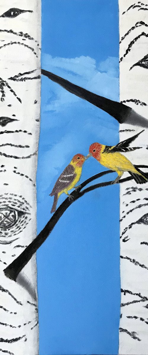 WESTERN TANAGER PAIR by Leslie Dannenberg