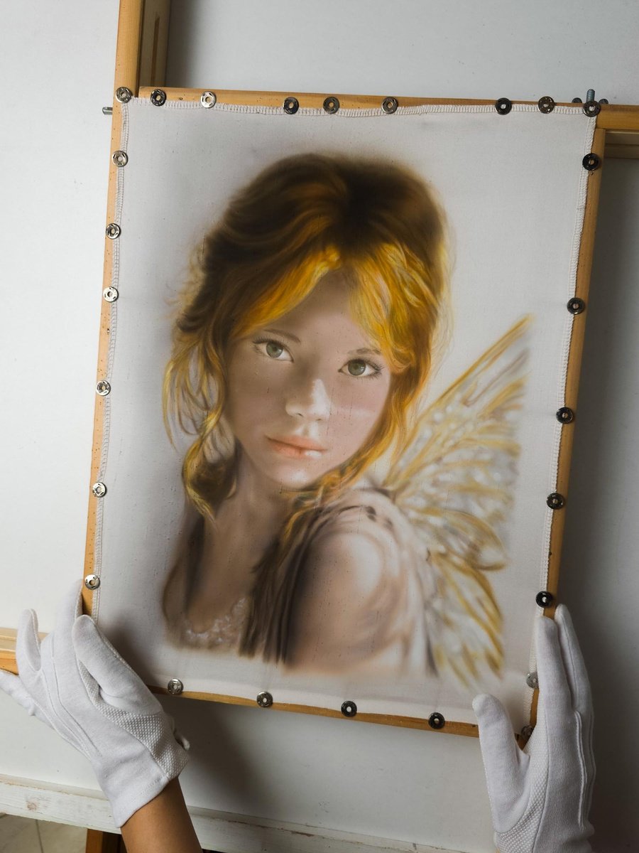 Photorealistic Portrait Painting By Olga Belova, 12 X 16", Wings Of Dawn, Original Artwork